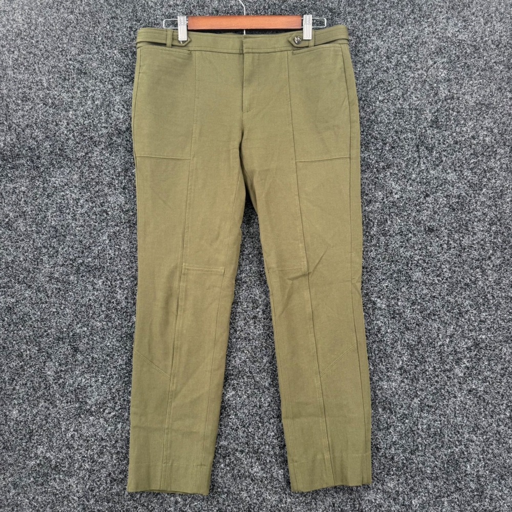 Banana Republic Sloan Slim Fit Ankle Pants Olive Green Stretch Trousers Womens 8
